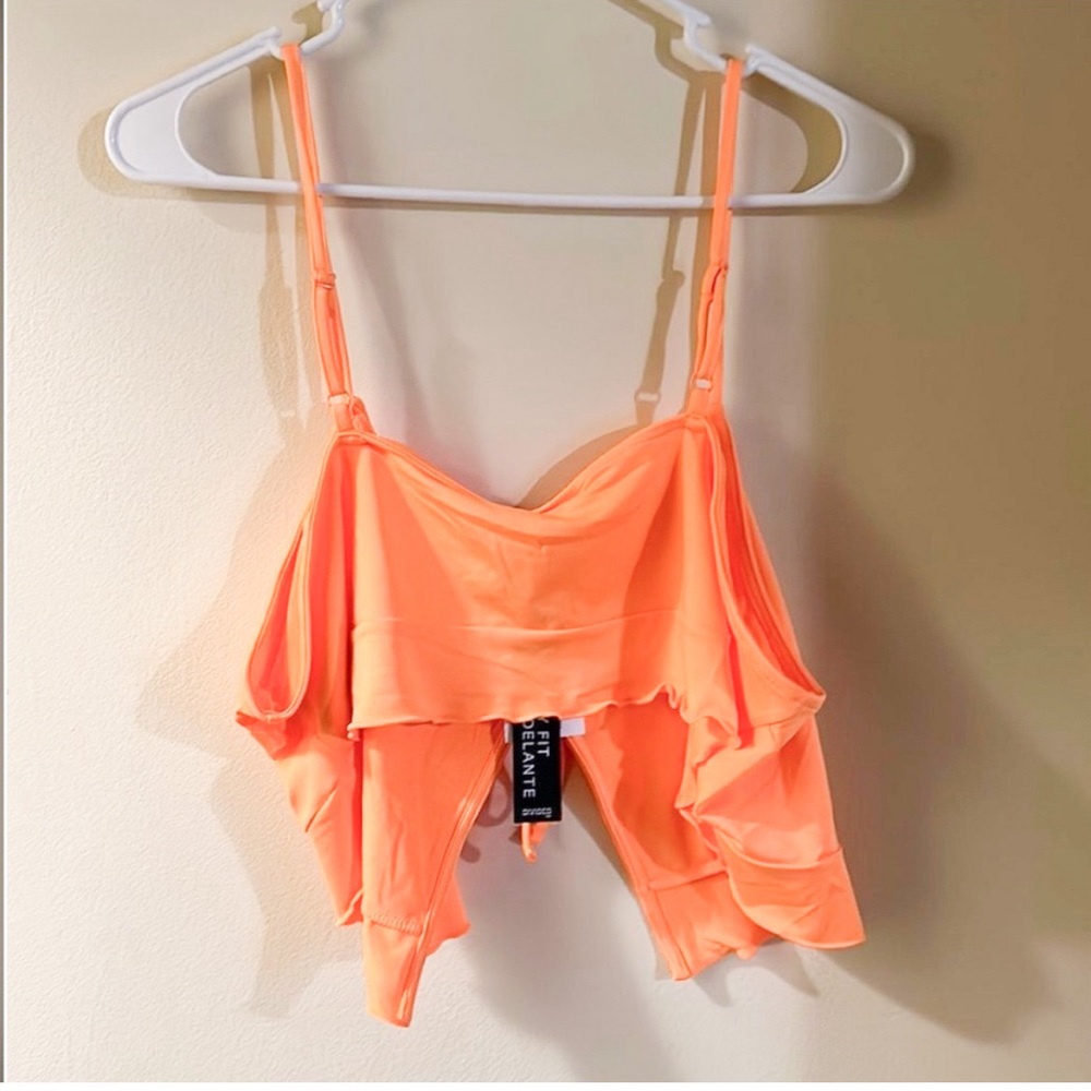 H&M Tie-Front Peplum Crop-top orange - Picture 2 of 2